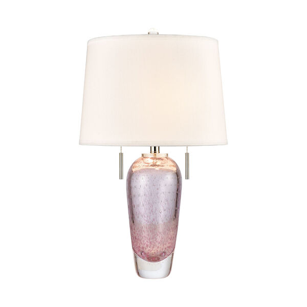 Raegan Pink Art Glass and Polished Nickel One-Light Table Lamp, image 1