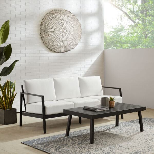Monica Black and White Outdoor Sofa, image 2