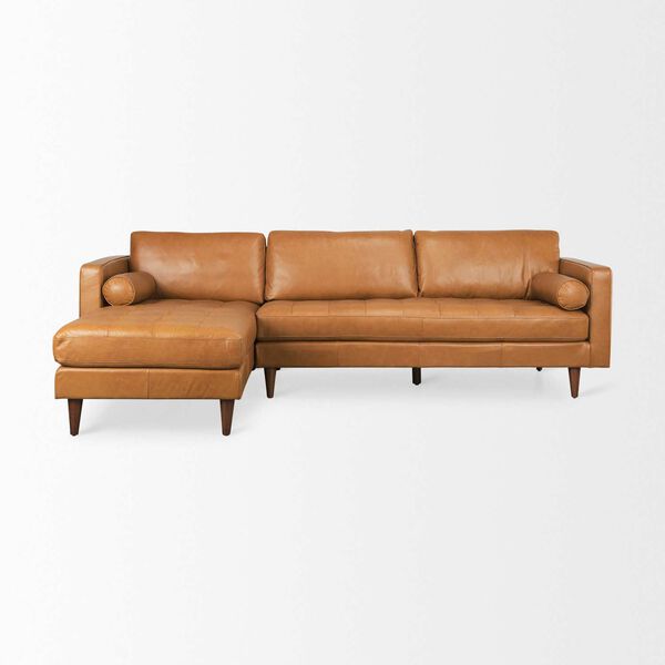 Svend Tan Leather Left Chaise Sectional Sofa, image 2