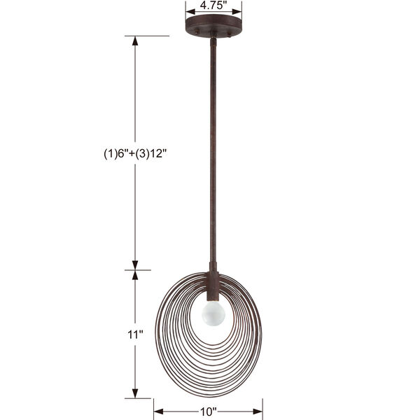 Doral Forged Bronze 10-Inch One-Light Pendant, image 3
