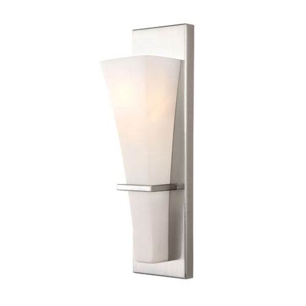 Laurel Brushed Nickel One Light Vanity with White Flat Opal Glass, image 1