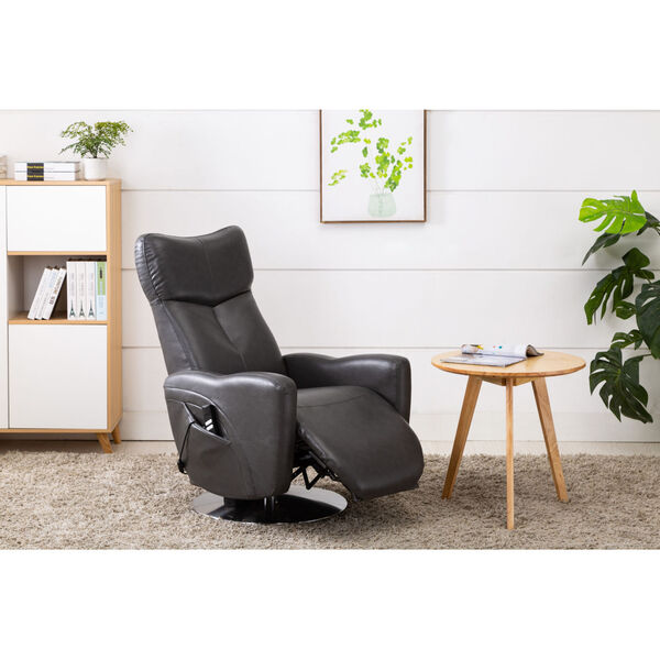 Linden Chrome Charcoal Air Leather Power Recliner, image 3