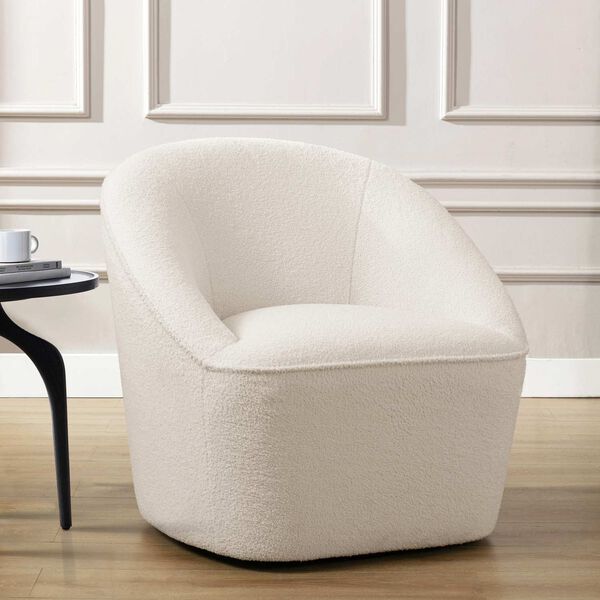 Andria Milky White Boucle Swivel Chair, image 6