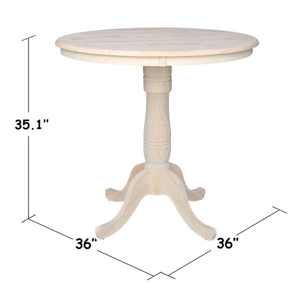 Unfinished 36-Inch Round Pedestal Counter Height Table, image 2