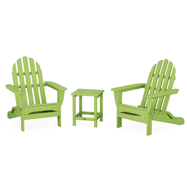 Classic Lime Folding Adirondack Set with Long Island 18-Inch Side Table, 3-Piece, image 1
