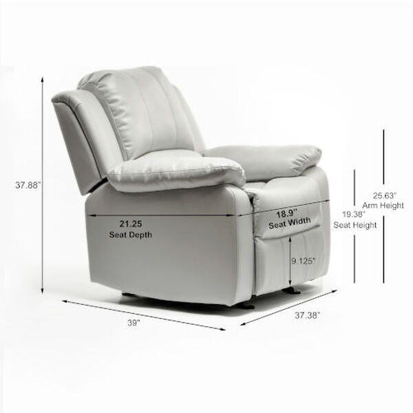 Clifton Ivory Leather Gel Recliner, image 2