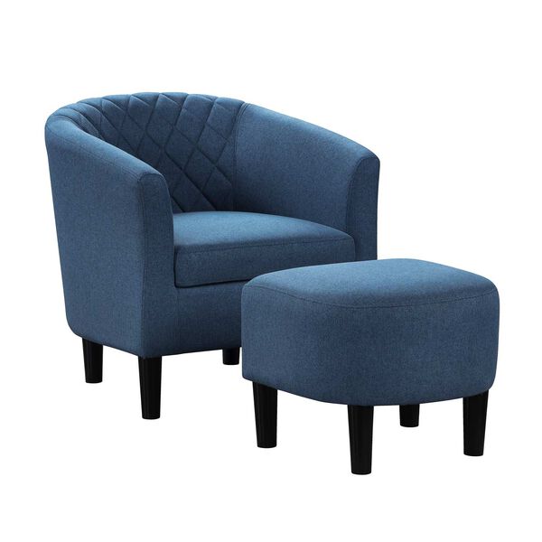 Take A Seat Blue Fabric Roosevelt Accent Chair with Ottoman, image 1