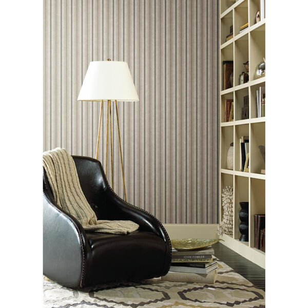 Stripes Resource Library Gray and Cream Shirting Stripe Wallpaper – SAMPLE SWATCH ONLY, image 2