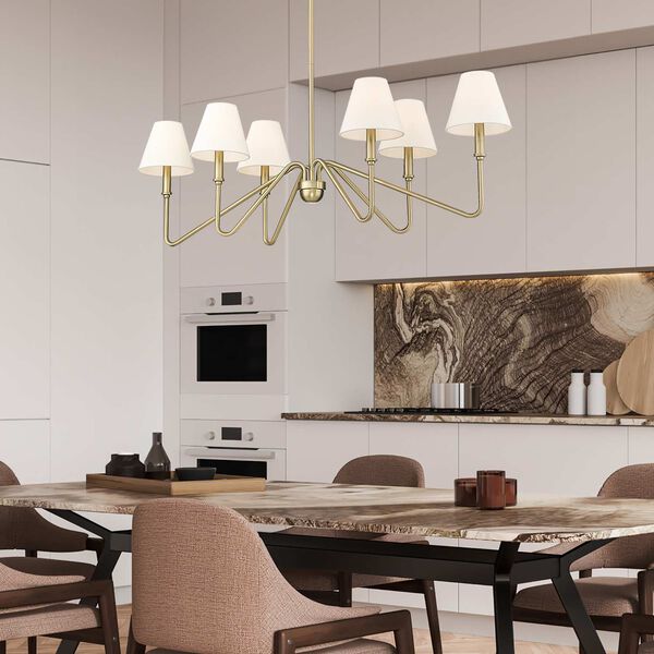 Kennedy Six-Light Pendant with Ivory Linen shade, image 5