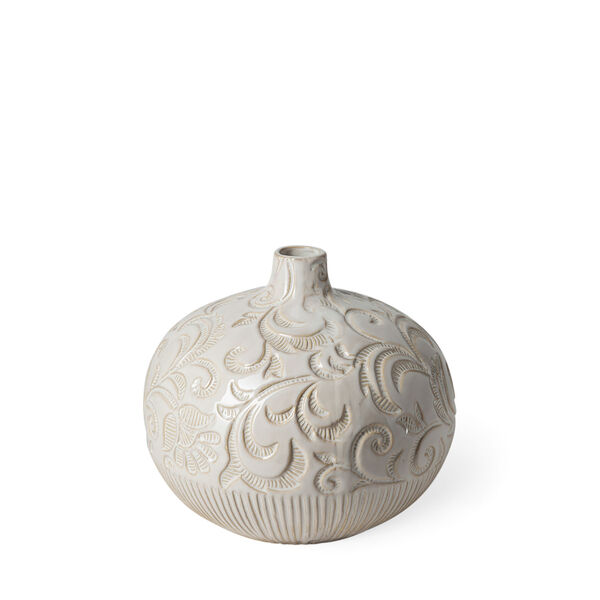Jadiza II Glaze White Floral Ceramic Vase, image 1