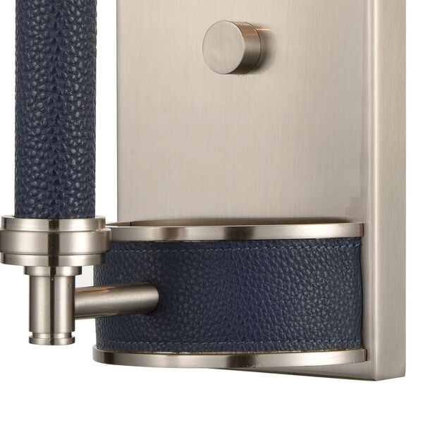 Avenue Satin Nickel and Navy Blue One-Light Wall Sconce, image 4
