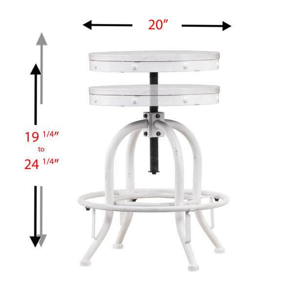 Distressed White with Whitewash Stain Stool, image 6