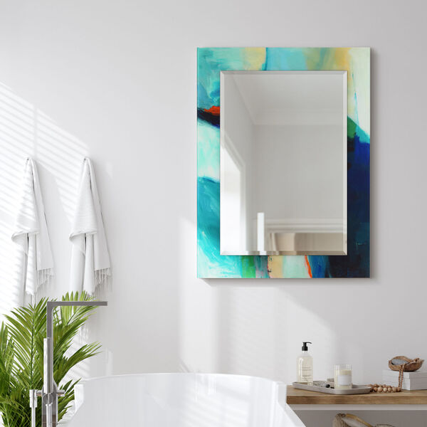 Sky Blue 40 x 30-Inch Rectangular Beveled Wall Mirror, image 6