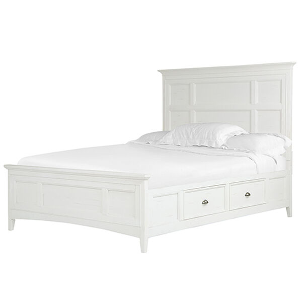 Heron Cove Relaxed Traditional Soft White King Panel Bed with Storage Rails, image 2