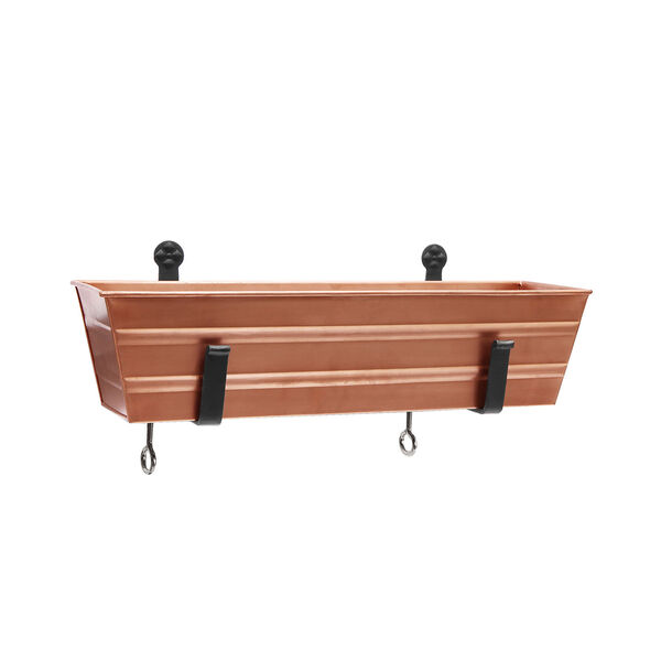 Copper Plated 22-Inch Flower Box with Clamp-On Bracket, image 1