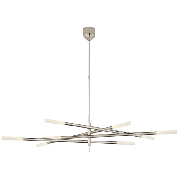 Rousseau Grande Eight Light Articulating Chandelier in Polished Nickel with Etched Crystal by Kelly Wearstler, image 1