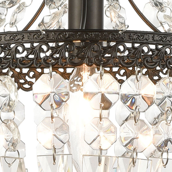 Dark Bronze and Clear Crystal 18-Inch One Light Mini Chandelier, image 5