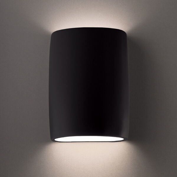 Ambiance Carbon Matte Black ADA LED Outdoor Ceramic Wide Cylinder Wall Sconce, image 2