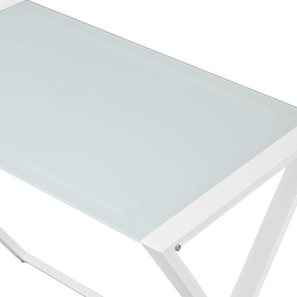 X-frame Glass and Metal L-Shaped Computer Desk - White, image 3