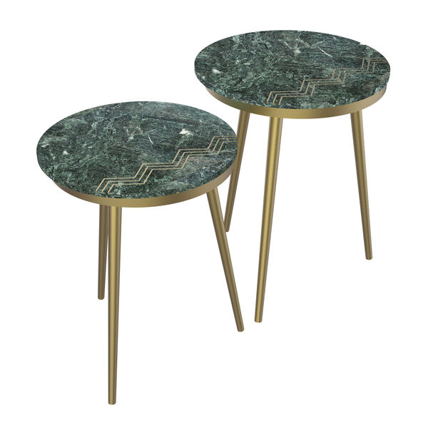 Green and Gold Nesting Table, Set of 2, image 6