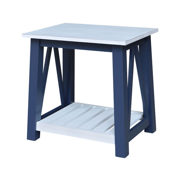 Surrey Blue and Antiqued Chalk End Table, image 1
