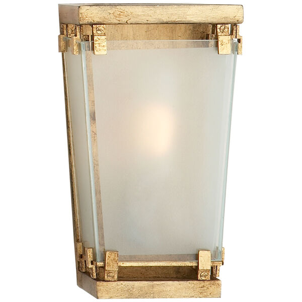 Exum Small Sconce in Gilded Iron with Frosted Glass by Thomas O'Brien, image 1