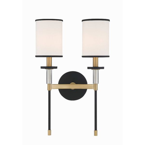 Hatfield Black Forged and Vibrant Gold Two-Light Wall Sconce, image 1