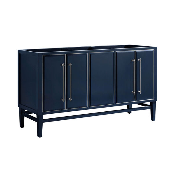 Navy Blue 60-Inch Bath vanity Cabinet with Silver Trim, image 2