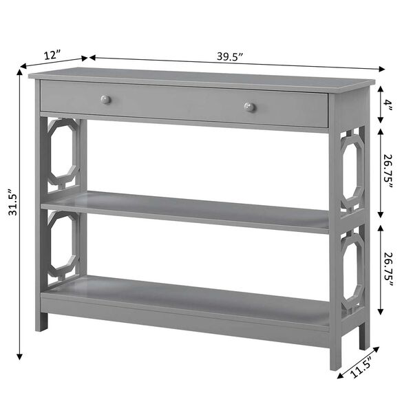 Omega 1 Drawer Console Table in Gray, image 4