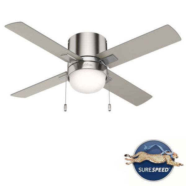 Minikin Brushed Nickel 44-Inch Low Profile Ceiling Fan with LED Light Kit and Pull Chain, image 3