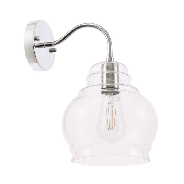 Pierce Chrome Eight-Inch One-Light Wall Sconce with Clear Seeded Glass, image 3