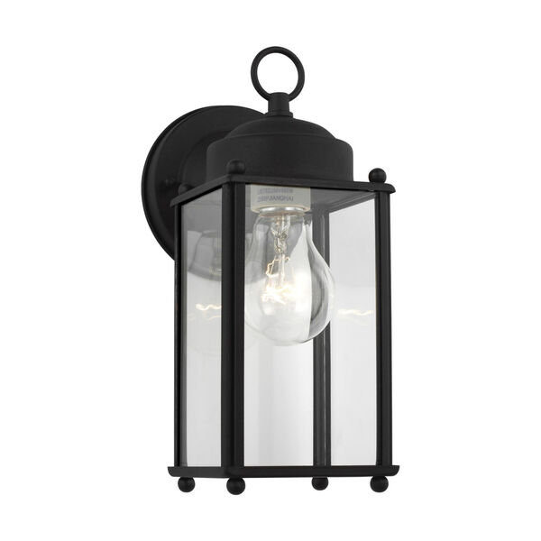 New Castle Black One-Light Outdoor Wall Sconce with Clear Shade, image 2