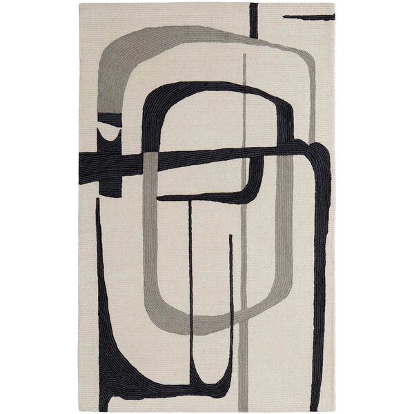 Maguire Abstract Ivory Gray Black Area Rug, image 1