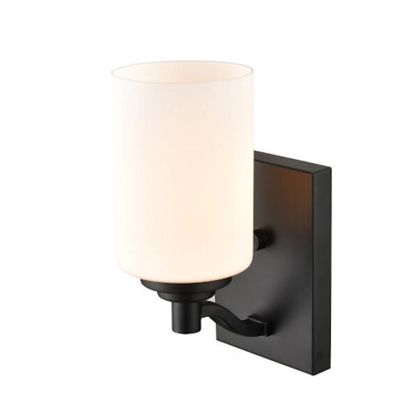 Oxford Matte Black One-Light Bath Vanity with Etched White Glass, image 2