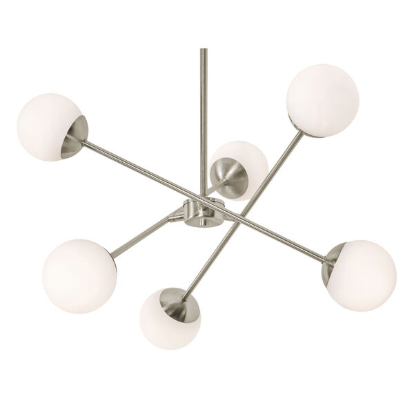 Pearl Satin Nickel 24-Inch Six-Light Integrated LED Pendant, image 2
