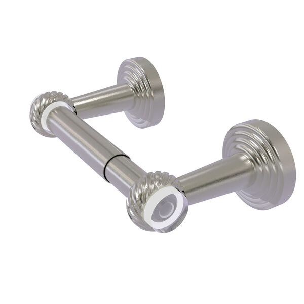 Pacific Beach Satin Nickel Two-Inch Two Post Toilet Tissue Holder with Twisted Accents, image 1