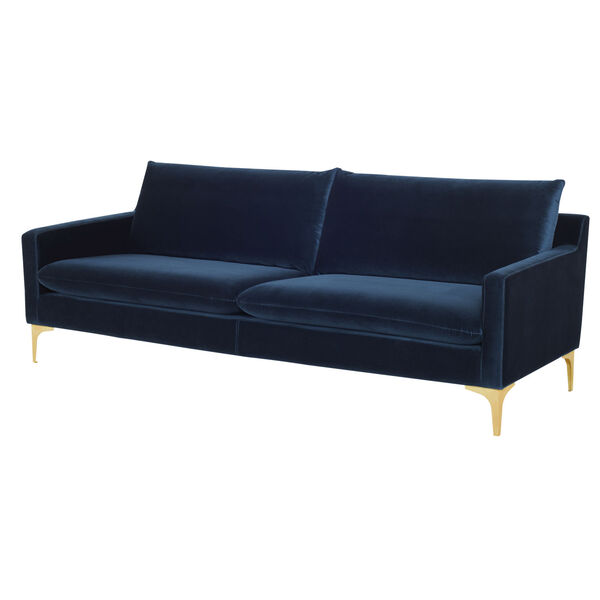 Anders Midnight Blue and Brushed Gold Sofa, image 4