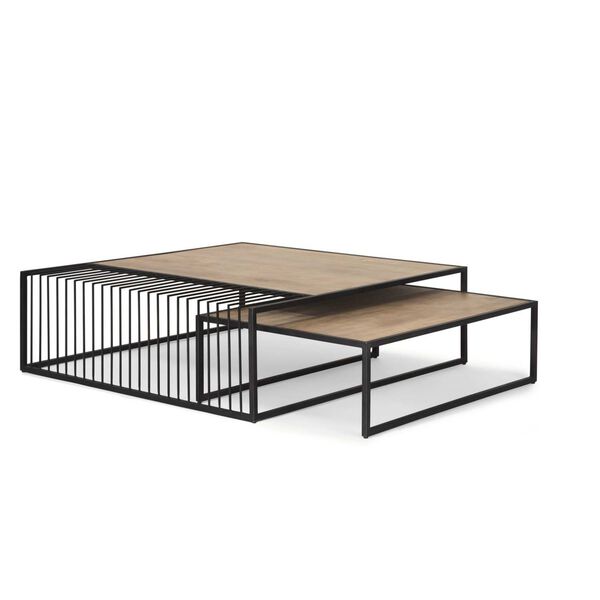 Miles Black Metal With Light Wood Nesting Coffee Tables (Set of 2), image 1