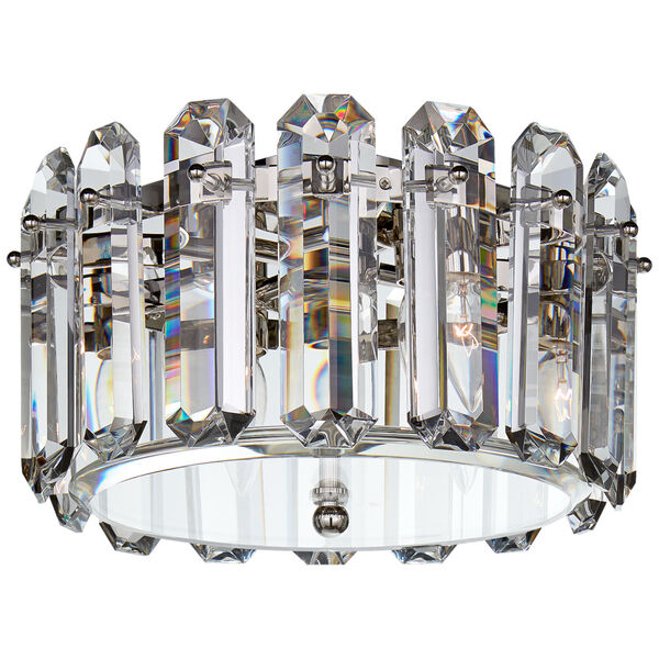 Bonnington Small Flush Mount in Polished Nickel with Crystal by AERIN, image 1