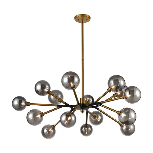 Starting Point Aged Brass and Matte Black 15-Light Chandelier, image 1