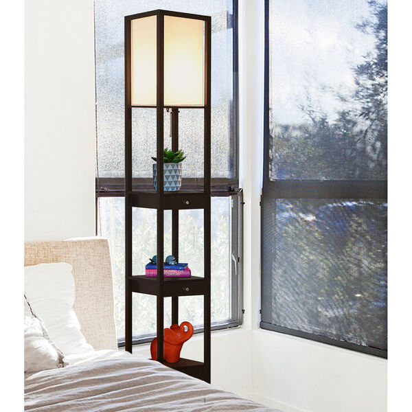 Maxwell Black LED Floor Lamp with Drawer, image 3