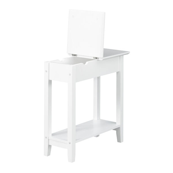 American Heritage White Flip Top End Table with Charging Station, image 4