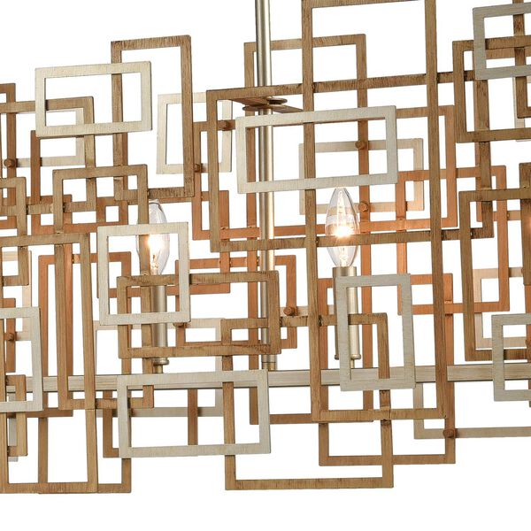 Gridlock Matte Gold and Aged Silver Six-Light Island Chandelier, image 5