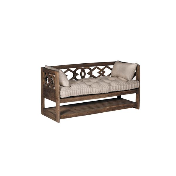 Modena Natural Mindy and Beige Linen Bench, image 1