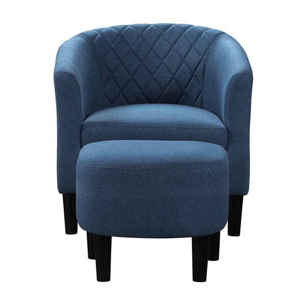 Take A Seat Blue Fabric Roosevelt Accent Chair with Ottoman, image 4