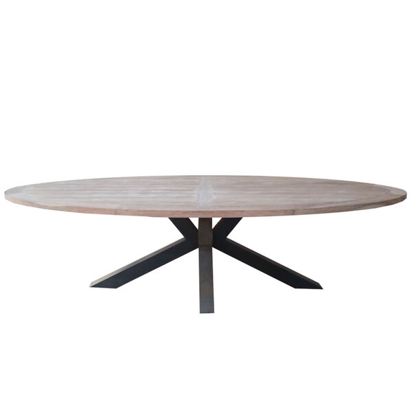 Natural and Iron 111-Inch Outdoor Dining Table, image 1