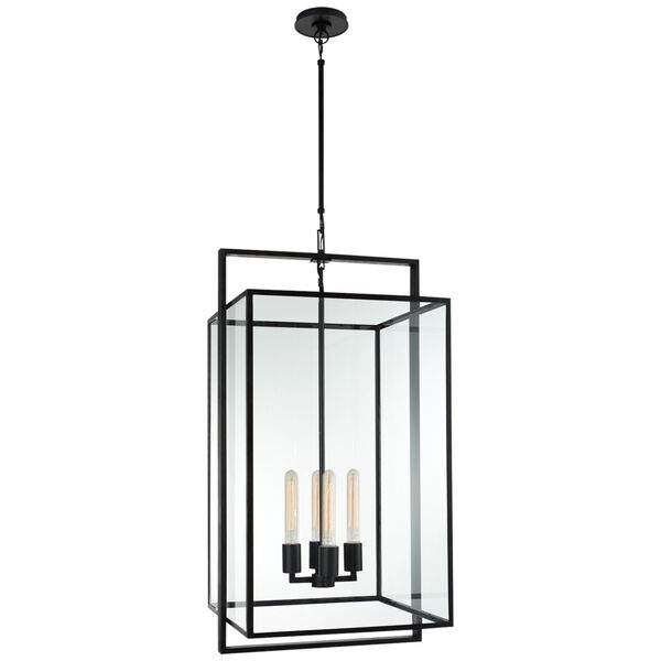 Halle Medium Lantern in Aged Iron with Clear Glass by Ian K. Fowler, image 1