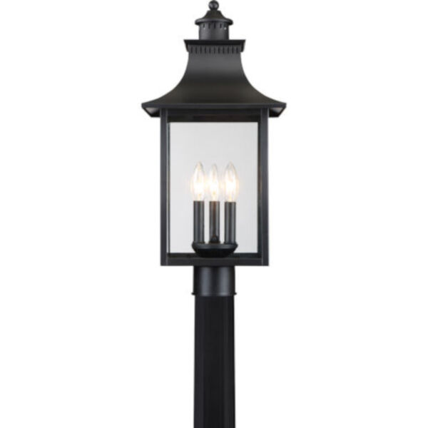 Bryant Black Three-Light Outdoor Post Mount with Clear Glass, image 4
