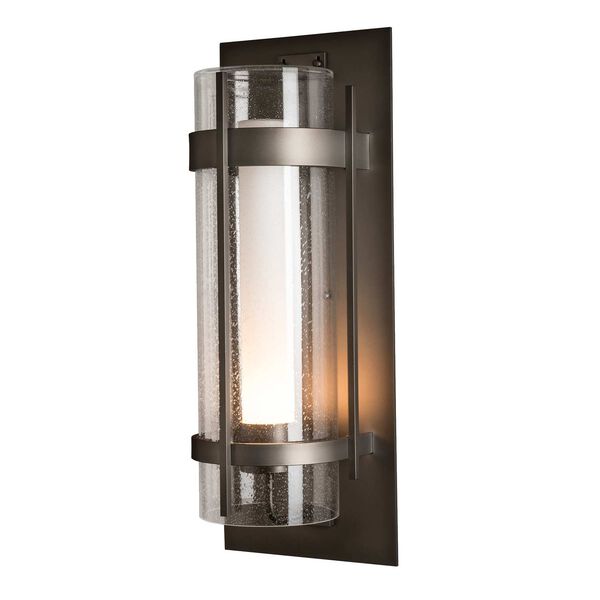 Banded Coastal Dark Smoke One-Light Outdoor Sconce with Opal and Seeded Glass, image 2