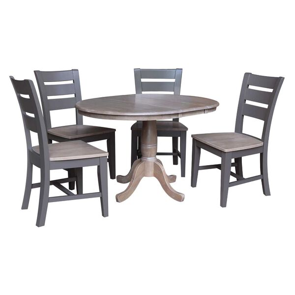 Parawood II Washed Gray Clay Taupe 36-Inch  Round Extension Dining Table with Four Chairs, image 3